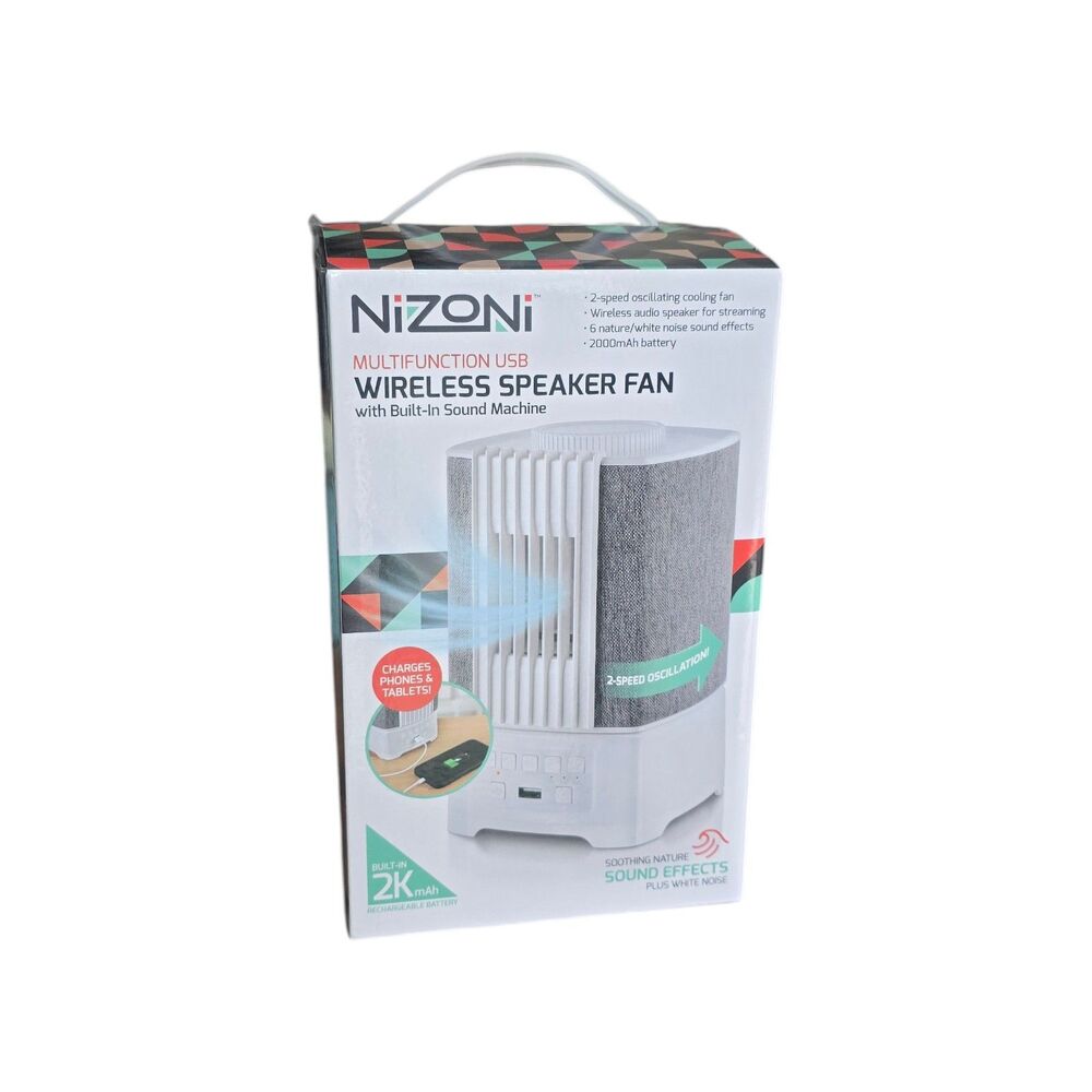NiZoNi Wireless Speaker Fan 4-in-1 USB Sound Machine 2000mAh Open Box